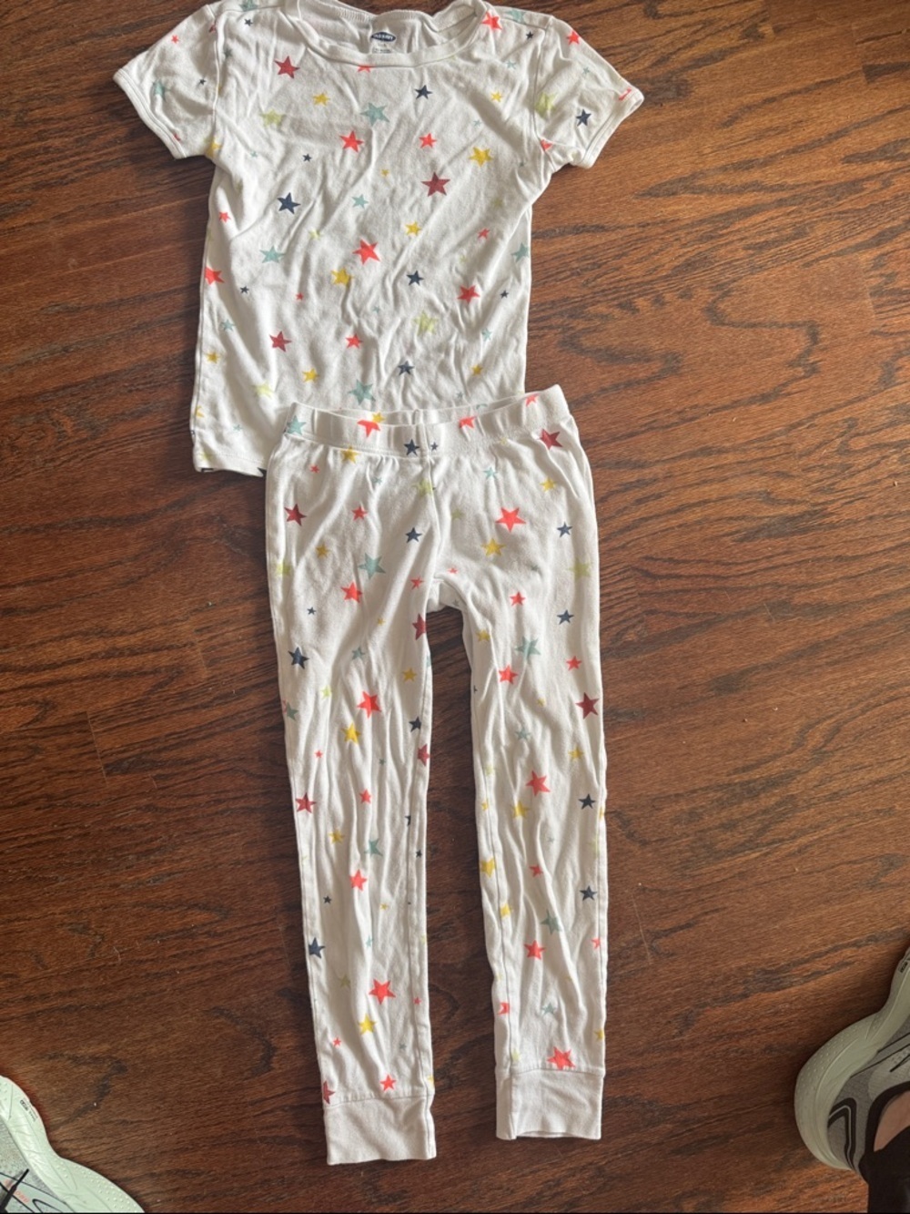 Old Navy White Star-Print Kids Pajama Set - Short Sleeve Top & Pants size 10